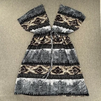 Vestido boho CristinaLove bajo cuello en V manga corta pequeño ligero elástico Foto 1 de 4