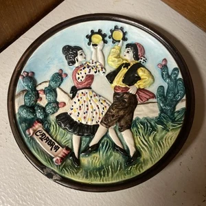 RARE VTG-IL FALCO-"CALABRIA"-WALL PLATE-HAND PAINTED IN ITALY-BREVETTATO - Picture 1 of 6