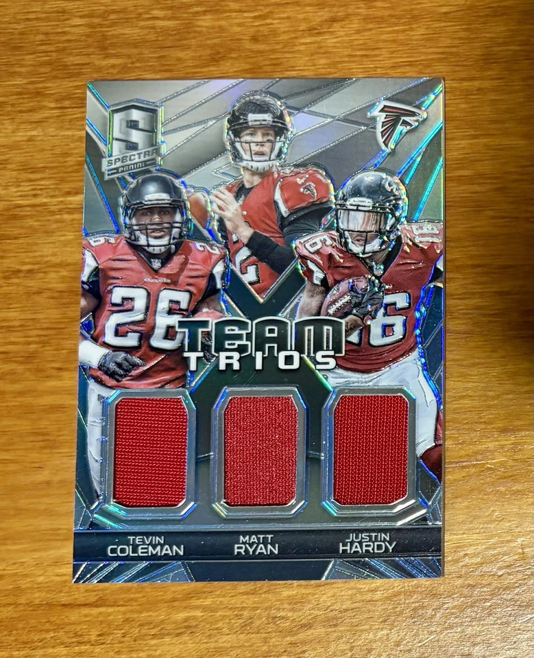 2015 Panini Spectra Team Trios Matt Ryan, Tevin Coleman, Justin Hardy #TT-ATL - Image 1 of 2