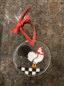 Peggy Karr vidrio fundido atrapasol adorno de Navidad gallo 3,5” - Imagen 1 de 9