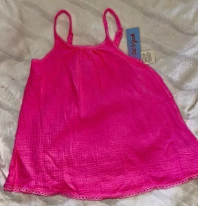 Cat & Jack Girl's Size Medium (8) Gauze Sleeveless Tank Top Neon Pink Safety - Picture 1 of 3