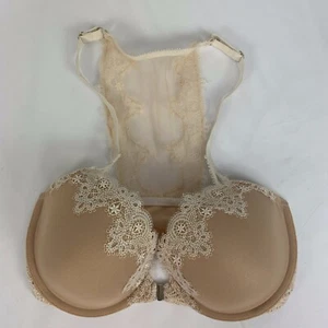 Victorias Secret Lace Back Dream Angels Lined Demi Bra 32DD Beige Front Close UW - Picture 1 of 8