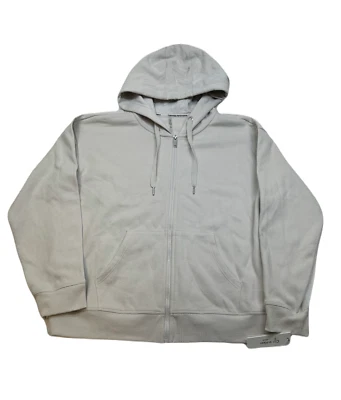 Calvin Klein Performance Fleece Hoodie Womens XL Light Grey Logo Stripe Zip - Image 1 of 4