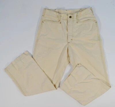 VTG 90's Lee Riders USA Made Loose High Rise Riveted Carpenter Womens Cream Pant - Image 1 of 4