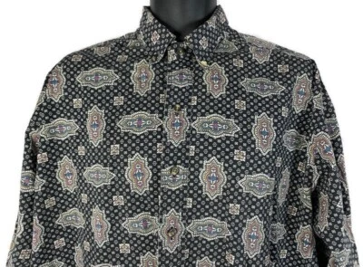 Camisa Gant Salty Dog Para Hombre L Western Botón Manga Larga Azteca Suroeste De Colección Foto 1 de 4