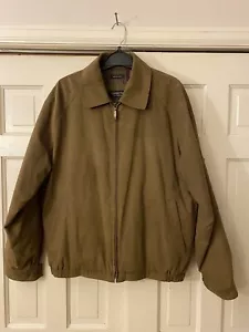 Claiborne Mens Outerwear Sueded Finish Leather Look Jacket Brown Collar L - Picture 1 of 10