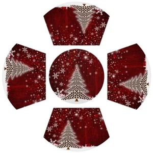 Christmas Tree PVC Placemats for Round Table Place Mats Set of 5 with Round C... - Picture 1 of 6