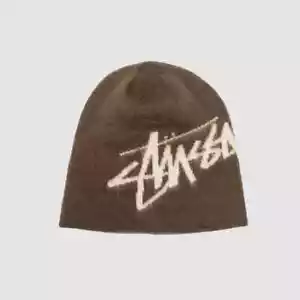 Stussy Brushed Out Stock Skullcap Beanie Brown - Picture 1 of 2