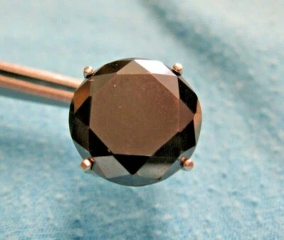 4.35ct NATURAL REAL BLACK DIAMOND EARRING STUD,CERTIFICATE,DIA TESTER,SAFETY BCK - Image 1 of 4