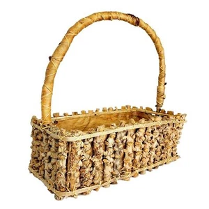 Cesto frutta raccolta ramo corteccia ramo legno primitivo nativi vintage - Foto 1 di 8