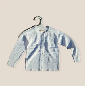 Cat & Jack Toddler Girls' White Crew Neck Pointelle Cardigan Sweater 18M - Picture 1 of 2