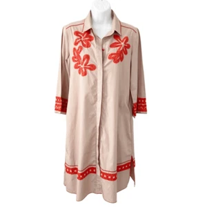 Camisero Maliparmi bordado con cuentas floral de popelina de algodón IT42 US6 - Imagen 1 de 14