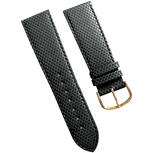 CERRUTI - BRACELET - GOLD BUCKLE - BLACK - GENUINE LEATHER - 24MM - Picture 1 of 2