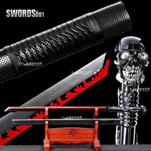 Cool Skull Handle Carbon Steel Red & Black Blade Chinese Tang Dynasty Sword - Picture 1 of 10