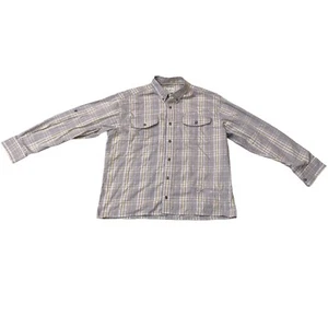Cabela’s Long Sleeve Plaid Button Front Shirt Brown Yellow White Men Size Large - Picture 1 of 9