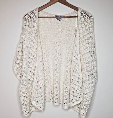 Cárdigan Catherines Tejido Abierto Talla 5X Marfil Abierto Manga Corta Dolman Costa Playa Foto 1 de 4