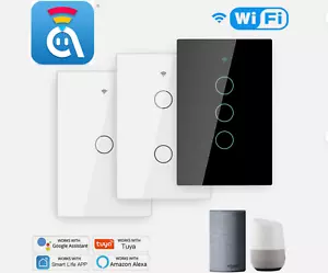 Interruptor de pared inteligente AvatarControls 1-3 velocidades o atenuador panel táctil de vidrio AlexaGoogle - Imagen 1 de 15