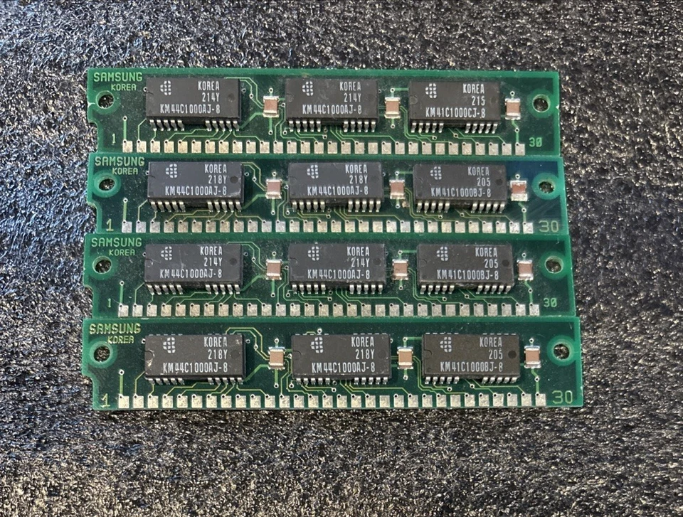 4 x 1MB 30-Pin 3-Chip 80ns FPM SIMM Memory RAM 4MB Silver PC 286 386 *Tested* - Image 1 of 3