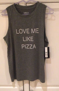Camiseta sin mangas para mujer Marc New York Performance LOVE ME LIKE PIZZA - MED NUEVA CON ETIQUETAS - Imagen 1 de 6
