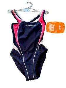 Girls Swimsuit Age 6 Years Navy & Pink Quick Dry Swimming Costume Aqua Sphere - Picture 1 of 10