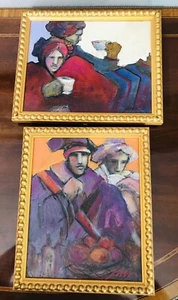 Paar Öl- oder Acrylgemälde auf Leinwand beide signiert, datiert und gerahmt 8”x10” - Bild 1 von 8