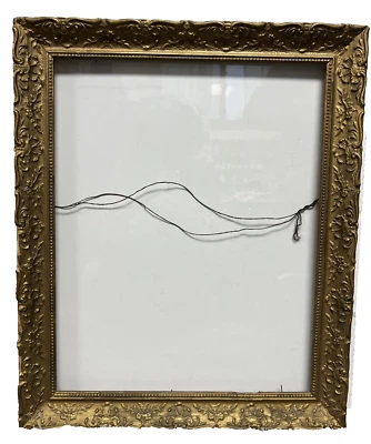 Antiguo marco de madera grande floral dorado ornamentado vidrio Foto 1 de 4