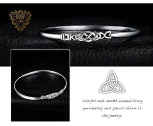 Pulsera para mujer nudo celta irlandés plata esterlina 925 moda de moda vintage - Imagen 1 de 11