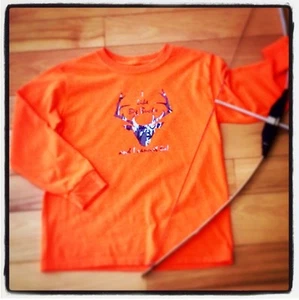 Boys Long Sleeve Shirt 8 I Like Big Bucks Deer Hunter's Orange Fall USA Handmade - Picture 1 of 3