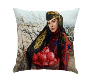 Traditional Persian Girl Yalda Night Anar Pomegranate Iranian Cushion Cover Case - Picture 1 of 1