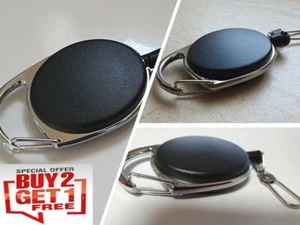 Nuevo Llavero Negro Retráctil Insignia Plástico ID Cordón Empleado Tarjeta de Visitante - Imagen 1 de 4