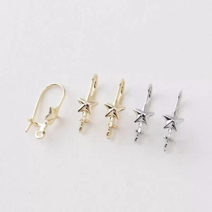 10pcs Pentagram Earring Hook,Gold/Silver Tone Star Ear Wire Fish Hook,DIY Making - Picture 1 of 2