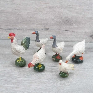 MARKE ? - 6 teiliges Massefiguren Set Hühner Schwan etc  Höhe = 6,5 cm - #W85189 - Picture 1 of 4