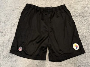 VTG Pittsburgh Steelers Shorts Reebok On Field Black Authentic Sideline Mens M - Picture 1 of 7