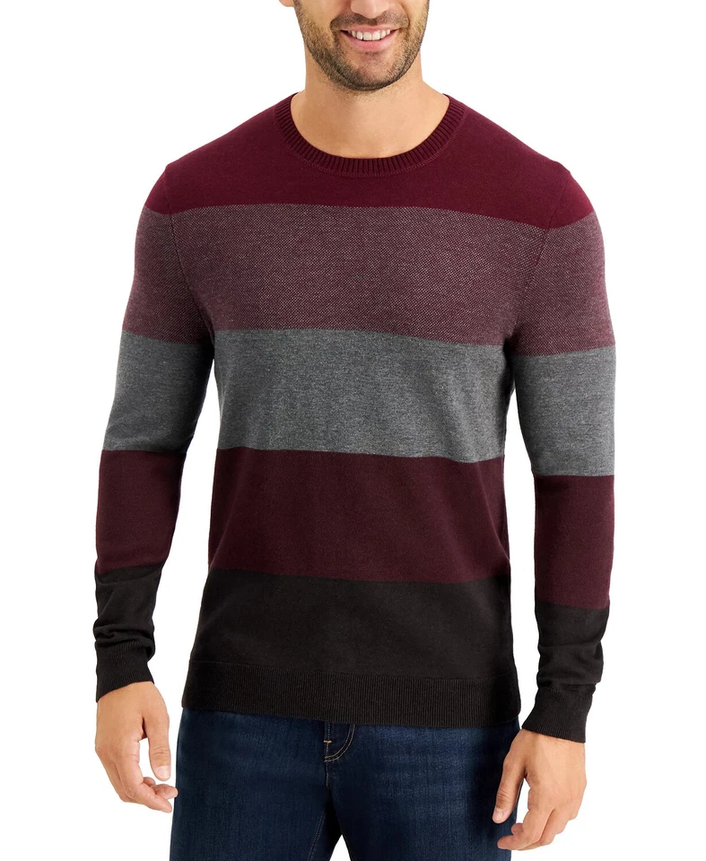 TASSO ELBA Red Plum Combo Striped Crew Neck Sweater NEW Small S - Image 1 of 1