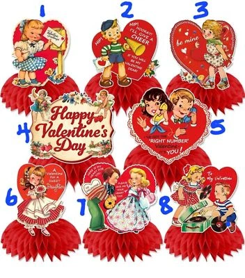 Retro Vintage Valentine  Paper Table Decor, Valentines Decor, Valentine cutouts - Image 1 of 3