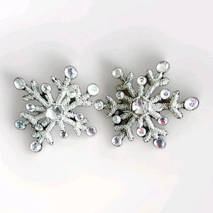 Pair of Vintage Style Large Star Shaped Clear Rhinestones Silver Napkin Rings 4" - Imagen 1 de 3