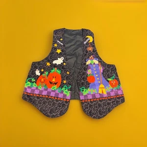 Vintage handgefertigte Halloween Weste vorne offen - gruselige Geister Hexe Spuk L-2X Gr. - Bild 1 von 5