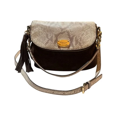 Michael Kors Bedford Tassel Leather Snakeskin Convertibl Shoulder Crossbody Bag  - Image 1 of 4