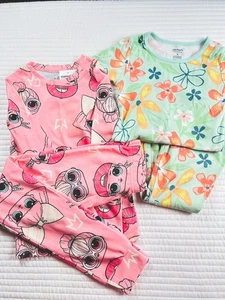 Girls Pajama Sets LOL Surprise Dolls Carters Lot Of 2 SZ 6 Long Pink Green - Picture 1 of 11