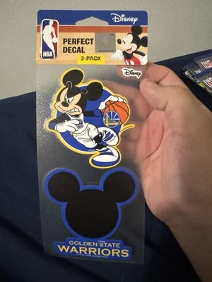 GOLDEN STATE WARRIORS MICKEY MOUSE  2 PIECE PERFECT CUT DECAL SET 4x4 Each NBA - Image 1 of 2