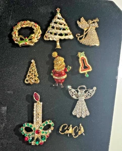Lote De Colección 9 Broches Navidad Vacaciones Pendientes Estrás Angel Monet - Imagen 1 de 9