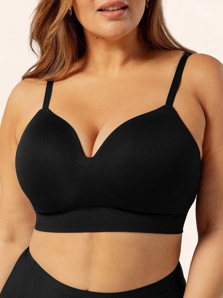 TRUEKIND 10210 Supportive Comfort Wireless Shaping Bra Black Womens Large