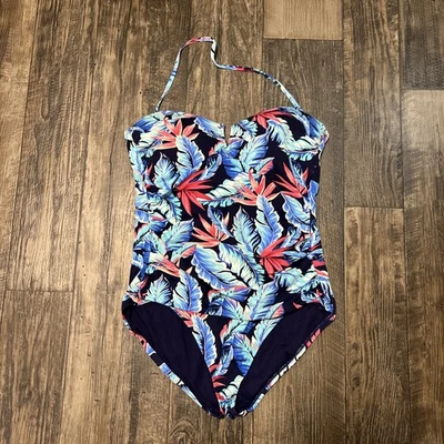Tommy Bahama Palms of Paradise One Piece Women’s Swimsuit 12 Blue Floral - Image 1 of 4