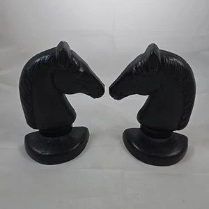 Vintage Cast Iron Horse Head Bookends 6-1/2" Tall - Picture 1 of 4
