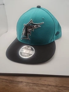 MLB Florida Marlins türkis schwarz verstellbar Erwachsene Druckknopflasche Vintage Mütze Kappe A GEBRAUCHT - Bild 1 von 5