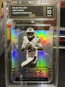 2019 Leaf Metal Draft Jarrett Stidham JSI Rookie Auto Silver GMA 10 - Picture 1 of 9
