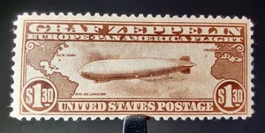 US #C14 1930 $1.30 GRAF ZEPPELIN, MAGNIFICENT AIRMAIL CLASSIC, VERY FINE MOG H - Picture 1 of 11