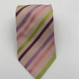 Nuova Moda Pink & Coloured Striped Tie - Picture 1 of 5