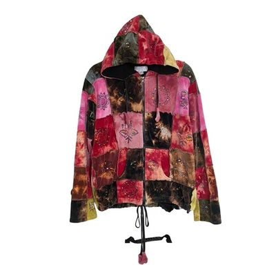 The Collection Royal Patchwork Sudadera con Capucha Tie Dye Festival Boho Chaqueta con Cremallera para Mujer Foto 1 de 4