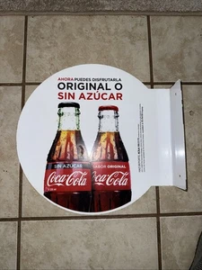 COCA-COLA Flansch 2-seitig Original oder ohne Zucker Mexiko Schild 2022 - Bild 1 von 3